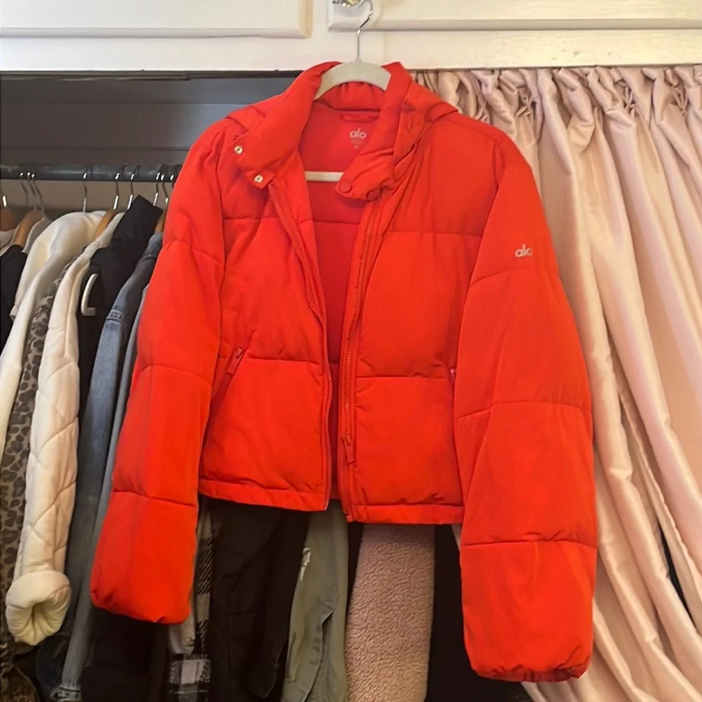 ALO Yoga Red Cropped Puffer Jacket